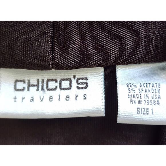 SWEATER/COVER UP-CHICO'S TRAVELERS-Brown-Knit-No Buttons-Hip Length-Chico's 1/SM - Picture 4 of 12